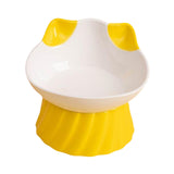 Maxbell Cat Bowl Tilted Dispenser Anti Slip Raised Cat Dishes for Travel Puppy Yellow