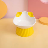 Maxbell Cat Bowl Tilted Dispenser Anti Slip Raised Cat Dishes for Travel Puppy Yellow