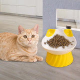 Maxbell Cat Bowl Tilted Dispenser Anti Slip Raised Cat Dishes for Travel Puppy Yellow