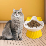Maxbell Cat Bowl Tilted Dispenser Anti Slip Raised Cat Dishes for Travel Puppy Yellow