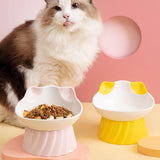 Maxbell Cat Bowl Tilted Dispenser Anti Slip Raised Cat Dishes for Travel Puppy Yellow