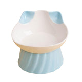 Maxbell Cat Bowl Tilted Dispenser Anti Slip Raised Cat Dishes for Travel Puppy Blue