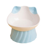 Maxbell Cat Bowl Tilted Dispenser Anti Slip Raised Cat Dishes for Travel Puppy Blue