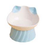 Maxbell Cat Bowl Tilted Dispenser Anti Slip Raised Cat Dishes for Travel Puppy Blue