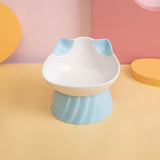 Maxbell Cat Bowl Tilted Dispenser Anti Slip Raised Cat Dishes for Travel Puppy Blue