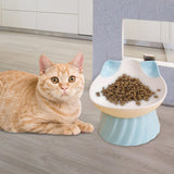 Maxbell Cat Bowl Tilted Dispenser Anti Slip Raised Cat Dishes for Travel Puppy Blue
