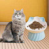 Maxbell Cat Bowl Tilted Dispenser Anti Slip Raised Cat Dishes for Travel Puppy Blue