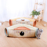 Maxbell Folding Cat Tunnels Tube Interactive Toys for Ferrets Rabbit Small Animals Orange and Green