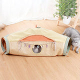 Maxbell Folding Cat Tunnels Tube Interactive Toys for Ferrets Rabbit Small Animals Orange and Green