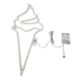 Maxbell Ice Cream Neon Sign Lights 8 Light Modes Wall Hanging Decor Outdoor White Pink