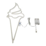 Maxbell Ice Cream Neon Sign Lights 8 Light Modes Wall Hanging Decor Outdoor White Pink