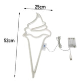 Maxbell Ice Cream Neon Sign Lights 8 Light Modes Wall Hanging Decor Outdoor White Pink