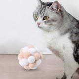 Maxbell Cat Toy Balls with Bells Soft Indoor Cats Kitty Kitten Interactive Cat Toys White Light Brown