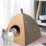 Maxbell Cave House Semi Enclosed Warm Nest with Washable Cushioned Pillow Cat Beds 32cmx32cmx35cm