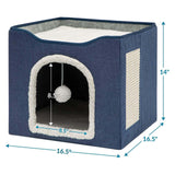 Maxbell Cat Bed Nest Interactive Toy Universal Kennel Scratching Board Winter Dark Blue