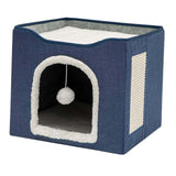 Maxbell Cat Bed Nest Interactive Toy Universal Kennel Scratching Board Winter Dark Blue