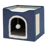 Maxbell Cat Bed Nest Interactive Toy Universal Kennel Scratching Board Winter Dark Blue