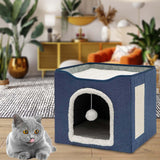 Maxbell Cat Bed Nest Interactive Toy Universal Kennel Scratching Board Winter Dark Blue