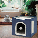 Maxbell Cat Bed Nest Interactive Toy Universal Kennel Scratching Board Winter Dark Blue