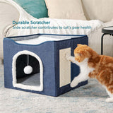 Maxbell Cat Bed Nest Interactive Toy Universal Kennel Scratching Board Winter Dark Blue