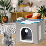 Maxbell Cat Bed Nest Interactive Toy Universal Kennel Scratching Board Winter Dark Gray