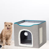 Maxbell Cat Bed Nest Interactive Toy Universal Kennel Scratching Board Winter Dark Gray