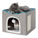 Maxbell Cat Bed Nest Interactive Toy Universal Kennel Scratching Board Winter Dark Gray