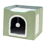 Maxbell Cat Bed Nest Interactive Toy Universal Kennel Scratching Board Winter Light Green