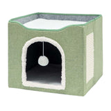 Maxbell Cat Bed Nest Interactive Toy Universal Kennel Scratching Board Winter Light Green