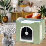 Maxbell Cat Bed Nest Interactive Toy Universal Kennel Scratching Board Winter Light Green