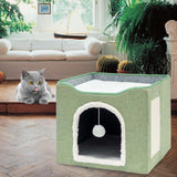 Maxbell Cat Bed Nest Interactive Toy Universal Kennel Scratching Board Winter Light Green