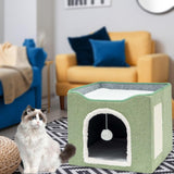 Maxbell Cat Bed Nest Interactive Toy Universal Kennel Scratching Board Winter Light Green