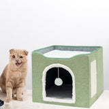 Maxbell Cat Bed Nest Interactive Toy Universal Kennel Scratching Board Winter Light Green