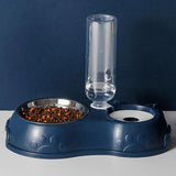 Maxbell Feeding Dishes Food and Water Feeder Water Bowl Pet Bowl for Pet Supplies dark blue