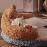 Maxbell Cute Pet Sofa Warm Cushion with 22cm Backrest for Cat Small Dogs Washable Bear