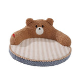 Maxbell Cute Pet Sofa Warm Cushion with 22cm Backrest for Cat Small Dogs Washable Bear