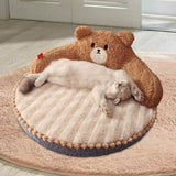 Maxbell Cute Pet Sofa Warm Cushion with 22cm Backrest for Cat Small Dogs Washable Bear