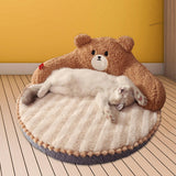 Maxbell Cute Pet Sofa Warm Cushion with 22cm Backrest for Cat Small Dogs Washable Bear