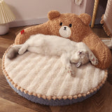 Maxbell Cute Pet Sofa Warm Cushion with 22cm Backrest for Cat Small Dogs Washable Bear