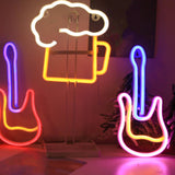 Maxbell Fashion Guitar LED Neon Lights Reusable for Room Holiday Wall Decoration