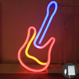 Maxbell Fashion Guitar LED Neon Lights Reusable for Room Holiday Wall Decoration