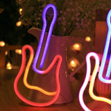 Maxbell Fashion Guitar LED Neon Lights Reusable for Room Holiday Wall Decoration