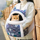 Maxbell Portable Cat Carrier Bag Backpack Breathable Pet Cage Warm for Walking Blue 28x21x36cm S