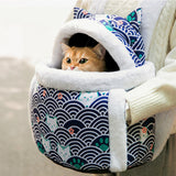 Maxbell Portable Cat Carrier Bag Backpack Breathable Pet Cage Warm for Walking Blue 28x21x36cm S
