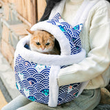 Maxbell Portable Cat Carrier Bag Backpack Breathable Pet Cage Warm for Walking Blue 28x21x36cm S