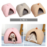 Maxbell Cat Warm House Dog Tent Sleeping Hut Kitty Anti Slip Calming Cave Pet Bed S Pink