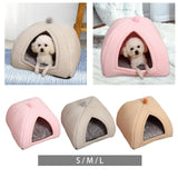Maxbell Cat Warm House Dog Tent Sleeping Hut Kitty Anti Slip Calming Cave Pet Bed S Pink