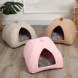 Maxbell Cat Warm House Dog Tent Sleeping Hut Kitty Anti Slip Calming Cave Pet Bed S Pink
