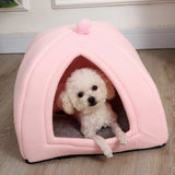Maxbell Cat Warm House Dog Tent Sleeping Hut Kitty Anti Slip Calming Cave Pet Bed S Pink