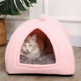Maxbell Cat Warm House Dog Tent Sleeping Hut Kitty Anti Slip Calming Cave Pet Bed Pink M